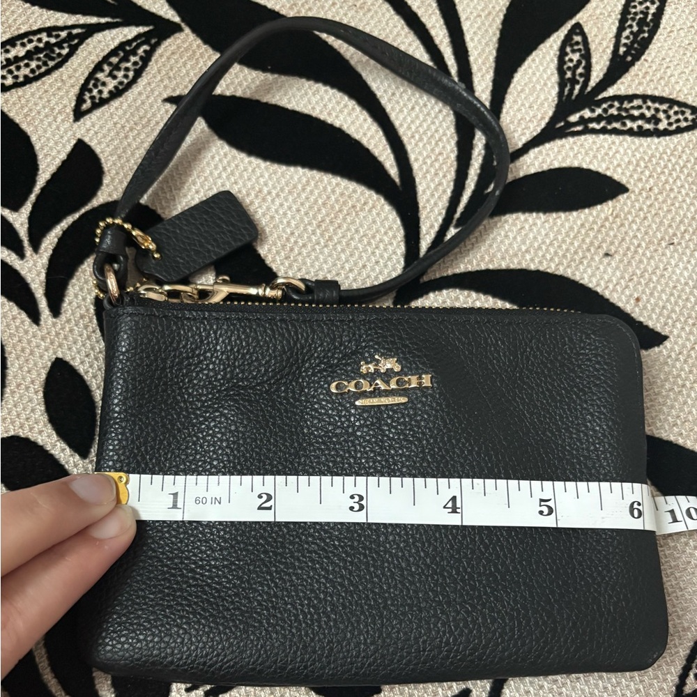 Coach Pebbled Black Leather Wristlet - Picture 4 of 4